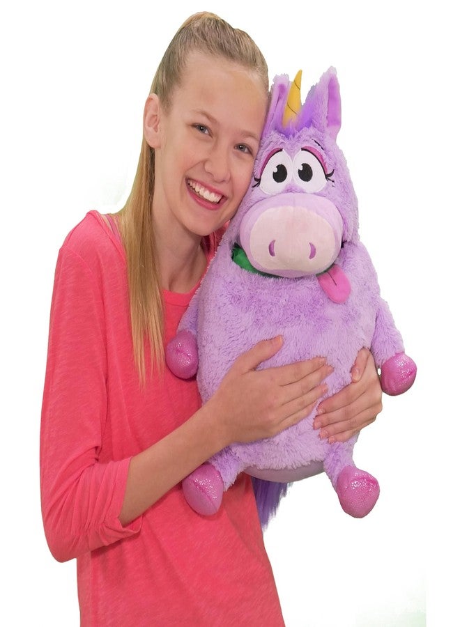 Happy Nappers Tummy Stuffers: Unicorn - Purple - Storage Plush, Holds Items-Blankets-Toys Inside, Stuff-Store-Play, Kids Soft Magical Character Companion, Huggable - Image 5